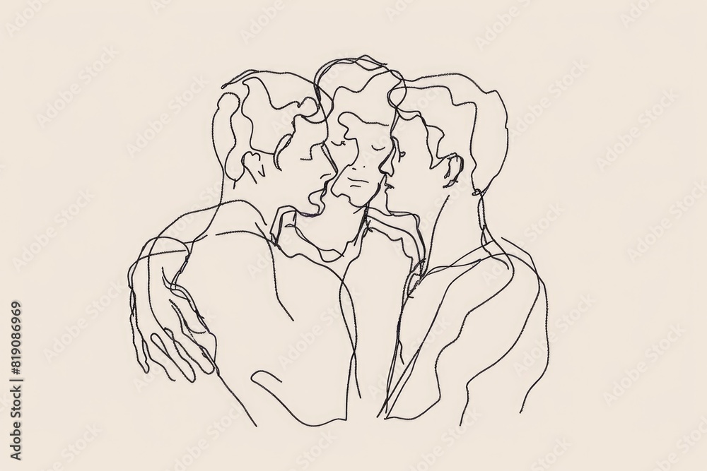 Poster A simple drawing of two people embracing. Suitable for various design projects