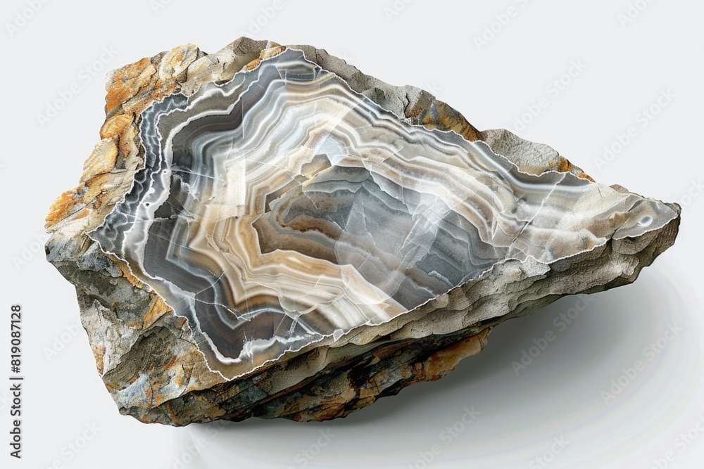 Poster a piece of rock with a large piece of marble on top. can be used for geological or architectural con