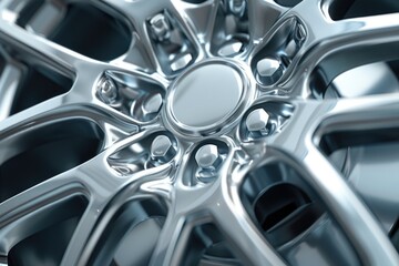 Close up of a car wheel with multiple spokes, suitable for automotive industry