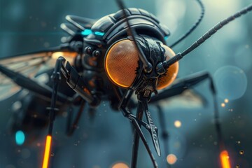 Fototapeta premium Detailed shot of a fly with a blurred background, suitable for scientific or nature-themed projects