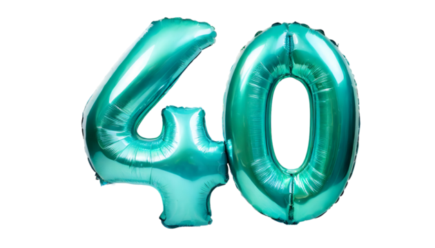 Forty number made of turquoise balloon