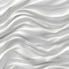 White silk satin fabric with softly wrinkled waves, white 3D plain cloth with wrinkles, luxury white background
