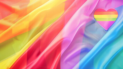Softly blurred Pride gradient merging LGBTQ colors  elegance featuring a distinct heart symbol on the right designed for banners  text on the left