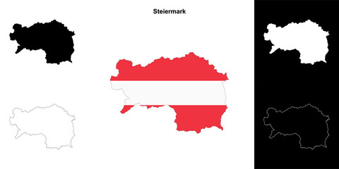 Steiermark state outline map set