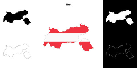 Tirol state outline map set