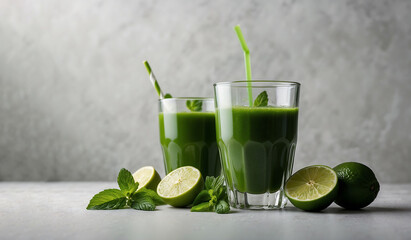 Refreshing Green Detox Juice with Free Copy Space 