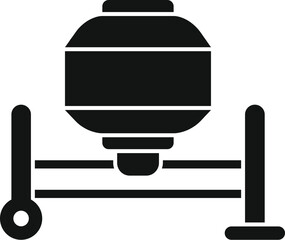 Obraz premium Vector illustration of a horizontal drum sander tool icon for woodworking in black silhouette