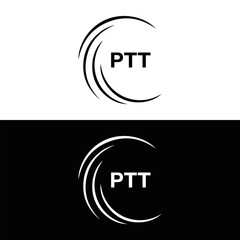 PTT logo. P T T design. White PTT letter. PTT, P T T letter logo design. P T T letter logo design in FIVE, FOUR, THREE, style. letter logo set in one artboard. P T T letter logo vector design.