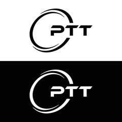 PTT logo. P T T design. White PTT letter. PTT, P T T letter logo design. P T T letter logo design in FIVE, FOUR, THREE, style. letter logo set in one artboard. P T T letter logo vector design.