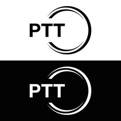 PTT logo. P T T design. White PTT letter. PTT, P T T letter logo design. P T T letter logo design in FIVE, FOUR, THREE, style. letter logo set in one artboard. P T T letter logo vector design.