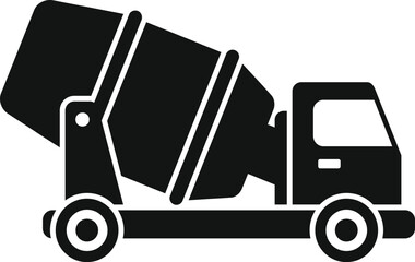 Vector illustration of a cement mixer truck silhouette isolated on white background for construction and transportation industry design element and clipart
