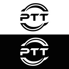 PTT logo. P T T design. White PTT letter. PTT, P T T letter logo design. P T T letter logo design in FIVE, FOUR, THREE, style. letter logo set in one artboard. P T T letter logo vector design.