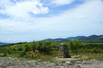landscape with blue sky and clouds