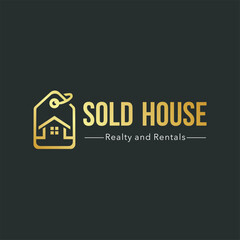 Price Tag Label with House, Home Sell Buy Real Estate Property Marketing Discount Sale Promo logo design