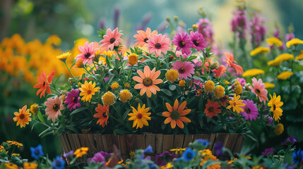 Obraz premium Capturing the Beauty of Vibrant Flower Blooms, A Colorful Exploration of Nature's Floral Wonders