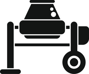 Simple black concrete mixer icon vector illustration with a minimalist design on a white background, perfect for construction and industrial themed projects