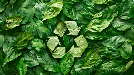 a symbol of waste recycling with green leaves. environmental protection concept.