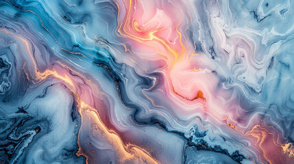 Playful abstract art on marble, featuring soft and light tones.
