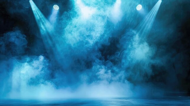 Magic Show Mystical lighting with spotlights and fog effects, enhancing the sense of magic and wonder