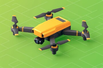 Fototapeta premium Automated farming Bluetooth orange pesticide spraying fruit vector illustration connected drone drone agriculture orchard farm scene drone neatly crop protection agricultural at