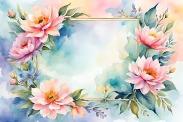 Flower and floral soft pastel watercolor background. wedding invitation floral frame element