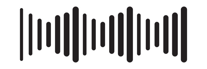 Radio Wave icon. Monochrome simple sound wave on whitet background. Vector sound wave icon. Music player sound bar. Record interface. Equalizer icon with soundwave line. vector illustration