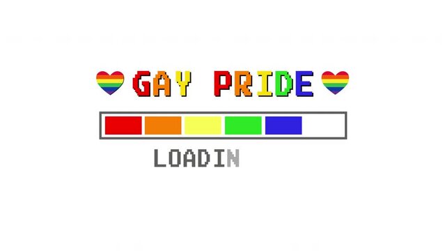Gay Pride rainbow typography animation. Loading June LGBT pride diversity celebration. love emoji rainbow colors