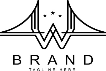 Web w letter bridge logo, business logo