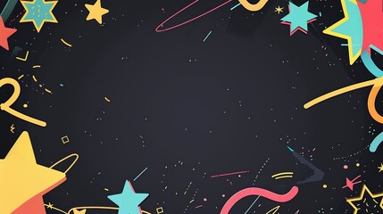cute stars and comet with copy space black background
