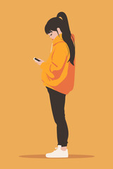 Depressed Young Woman Standing Near Mobile Phone, Experiencing Cyber Bullying, Negative Comments, and Hate on Social Media