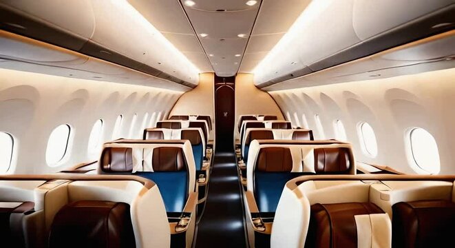 business cabin of a passenger plane