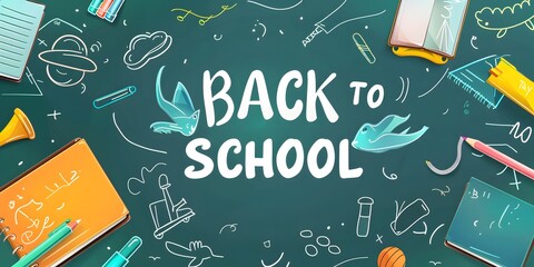 Elegant template background. Back to school text in chalkboard element. AI Generative