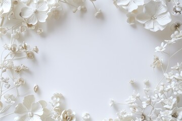 White Flowers and Petals on White Surface