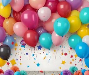 birthday decorations with balloon background, Celebratory Atmosphere: Birthday Decorations with Balloons