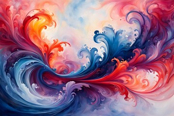 Fototapeta premium Watercolor swirl background blending seamless pattern central vortex