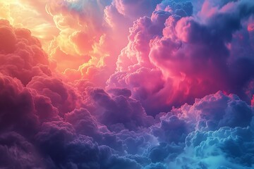Ethereal clouds tinted with the colors of the rainbow