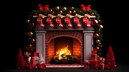 fireplace with christmas decorations