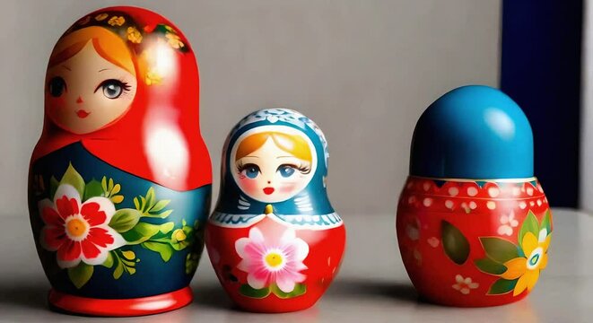 matryoshka dolls of different sizes spinning