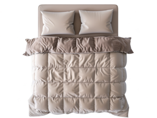 bed top view cut out transparent isolated on white background PNG file artwork graphic design.