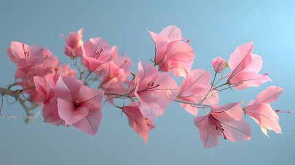 Brilliant Bougainvillea Blooms Drifting in Minimalist Digital