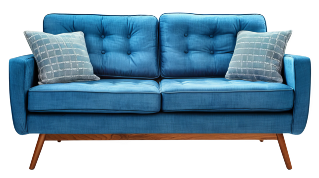 Sofa home interior design cut out transparent isolated on white background PNG file artwork graphic design.