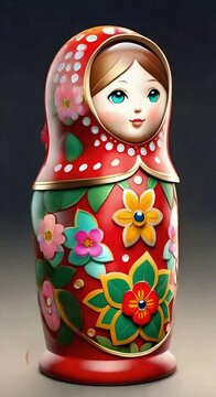 vertical video, bright beautiful matryoshka doll