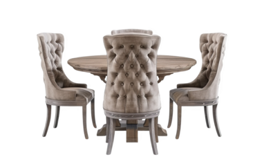 Accent dining table set home interior design cut out transparent isolated on white background PNG file artwork graphic design.