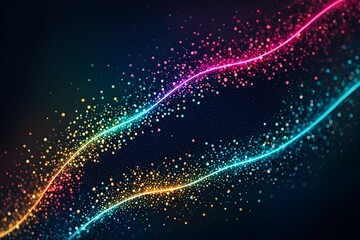 Futuristic data technology background. with neon lights and glowing orbs