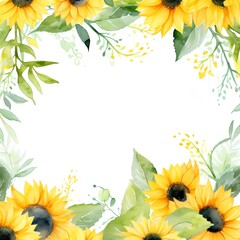 Obraz premium A beautiful watercolor painting of sunflowers and leaves