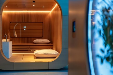 Close up of a holistic health pod where traditional medicine meets modern technology
