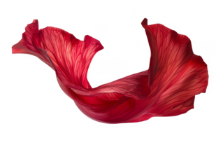 A red flower petal floating cut out transparent isolated on white background PNG file artwork graphic design.