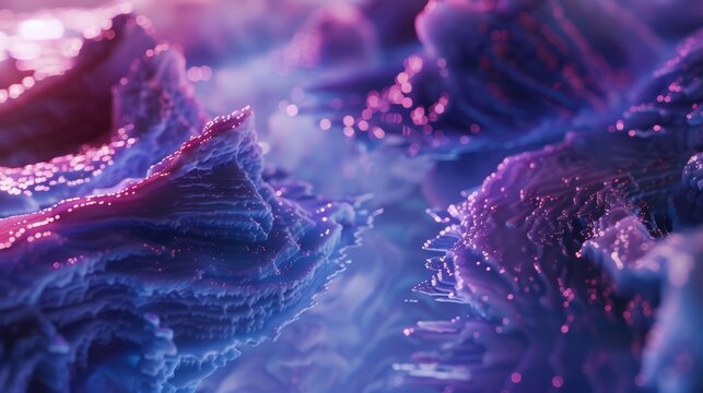 Close up of a personalized holiday greeting card, projecting 3D holograms of exotic, alien landscapes from a hightech home entertainment system, sharpen with copy space