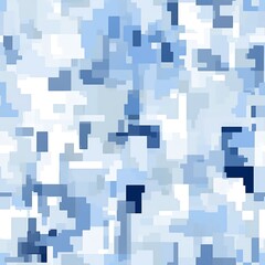 Create a seamless pattern using 8 shades of blue and white. The pattern should be reminiscent of a pixelated winter landscape.