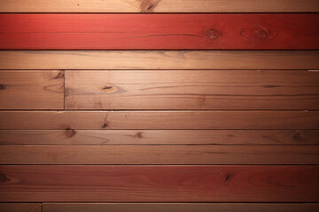Wooden texture background with red paint, top view photo design template